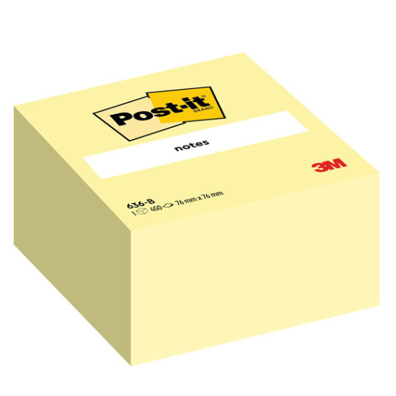 Blocco foglietti Cubo - 636-B - 76 x 76 mm - giallo Canary™ - 450 fogli - Post it®