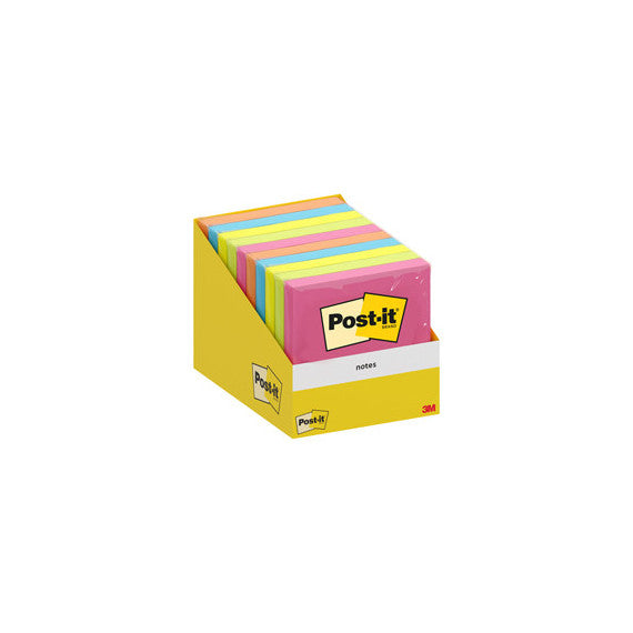 Blocco foglietti Post it®  - 76 x 76 mm - colori assortiti - 100 fogli - Post it® - conf. 10 blocchi