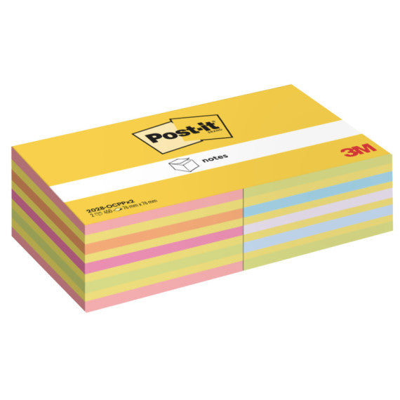 Blocco foglietti Post it® Cubo - 2028-0CPPX2 - 76  x 76 mm - colori assortiti neon/pastel - 450 fogli - Post it® - con