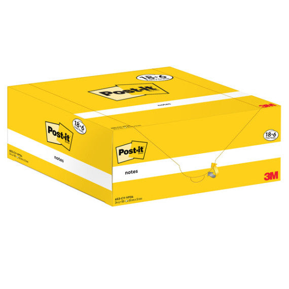 Blocco foglietti Post it® Notes - 653-CY-VP24 - 38 x 51 mm - giallo Canary - 100 fogli - Post it® - conf. 24 blocchi