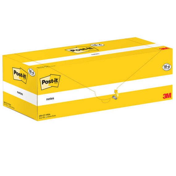 Blocco foglietti Post it® Notes - 654-CY-VP24 - 76 x 76 mm - giallo Canary - 100 fogli - Post it® - conf. 24 blocchi