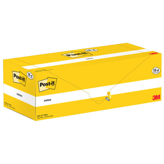 Blocco foglietti Post it® Notes - 655-CY-VP24 - 76 x 127 mm - giallo Canary - 100 fogli - Post it® - conf. 24 blocchi