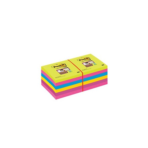 Blocco foglietti Post it® Super Sticky - 654-12SSUCC - 76 x 76 mm - colori Ultra - 90 fogli - Post it®