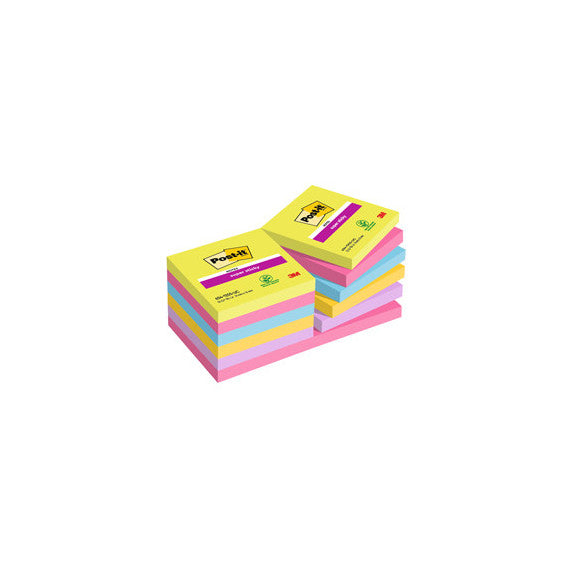Blocco foglietti Post it® Super Sticky - 654-12SSUCC - 76 x 76 mm - colori Ultra - 90 fogli - Post it®