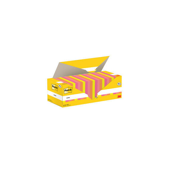 Blocco foglietti Post it® Super Sticky - 654-COL-VP24 - 76  x 76 mm - colori assortiti - 90 fogli - Post it® - conf. 2