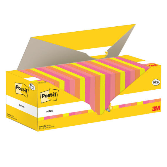 Blocco foglietti Post it® Super Sticky - 654-COL-VP24 - 76  x 76 mm - colori assortiti - 90 fogli - Post it® - conf. 2