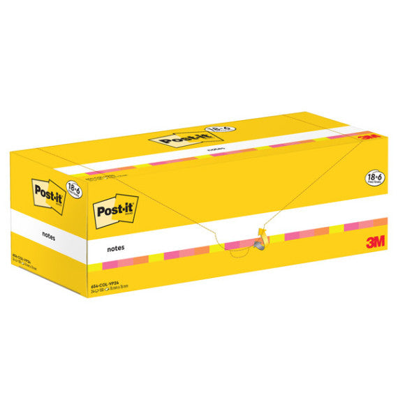 Blocco foglietti Post it® Super Sticky - 654-COL-VP24 - 76  x 76 mm - colori assortiti - 90 fogli - Post it® - conf. 2
