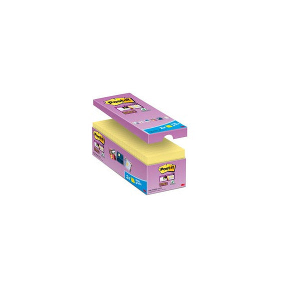 Blocco foglietti Post it® Super Sticky - 654-SSCY-VP16-EU - 76 x 76 mm - giallo Canary™ - 90 fogli - Post it® - conf