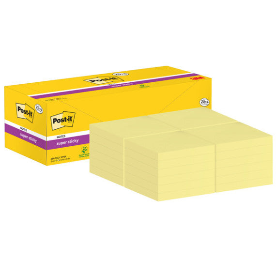 Blocco foglietti Post it® Super Sticky - 654-SSCY-VP24 - 76  x 76 mm - giallo Canary™ - 90 fogli - Post it® - conf.
