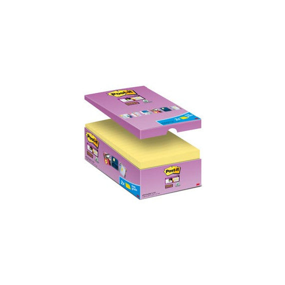 Blocco foglietti Post it® Super Sticky - 655-SSCY-VP16-EU - 76 x 127 mm - giallo Canary™ - 90 fogli - Post it® - con
