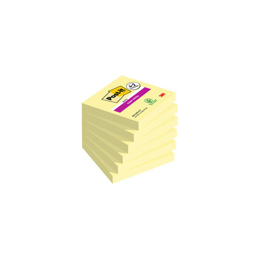Blocco foglietti Post it® Super Sticky - 76 x 76 mm - 90 fogli - giallo canary - Post it® - conf. 6 blocchi