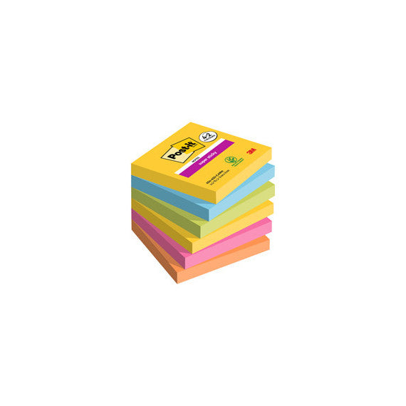 Blocco foglietti Post it® Super Sticky Carnival - 76 x 76 mm - 90 fogli - Post it® - conf. 6 blocchi