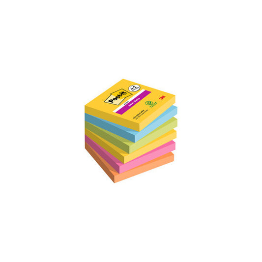 Blocco foglietti Post it® Super Sticky Carnival - 76 x 76 mm - 90 fogli - Post it® - conf. 6 blocchi