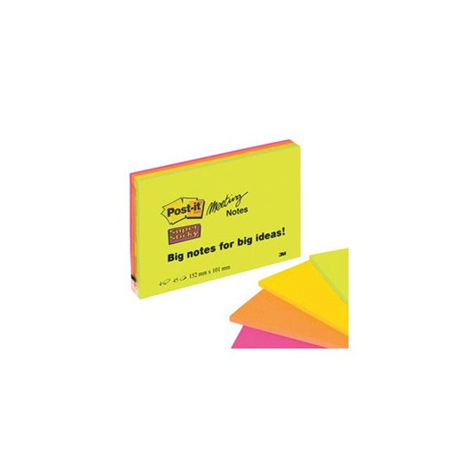 Blocco foglietti Post it® Super Sticky Meeting Notes - 6445-SSP - 152 x 101 mm - rosa/verde neon - 45 fogli - Post it®