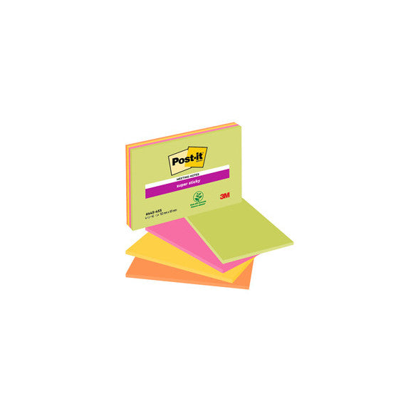Blocco foglietti Post it® Super Sticky Meeting Notes - 6445-SSP - 152 x 101 mm - rosa/verde neon - 45 fogli - Post it®