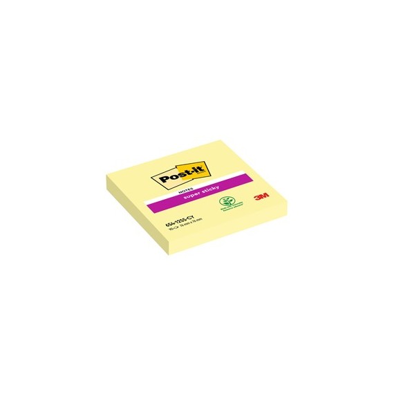 Blocco foglietti Super Sticky - 654-12SS-CY - 76 x 76 mm - giallo Canary™ - 90 fogli - Post it®