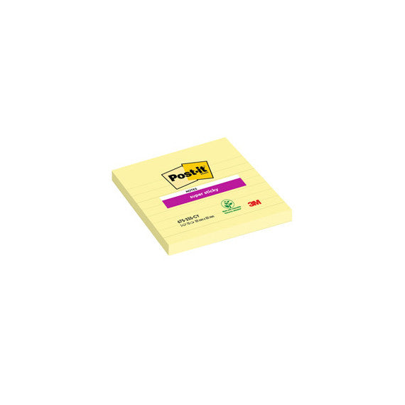 Blocco foglietti Super Sticky - 675-SS3CY-EU - a righe - 101 x 101 mm - giallo Canary™ - 70 fogli - Post-it®