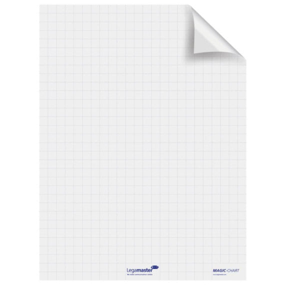 Blocco lavagna elettrostatico da parete Legamaster Magic-Chart Flipchart 25 ff 60x80 cm bianco quadretti - L-1590 00