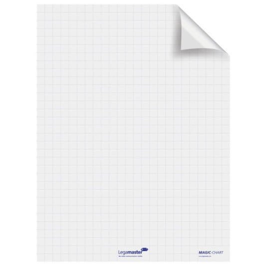 Blocco lavagna elettrostatico da parete Legamaster Magic-Chart Flipchart 25 ff 60x80 cm bianco quadretti - L-1590 00