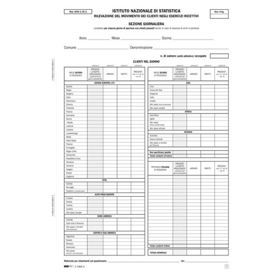 Blocco modello Istat C59 giornaliero - 50 fogli 2 copie ricalcanti - 31 x 21cm - Edipro