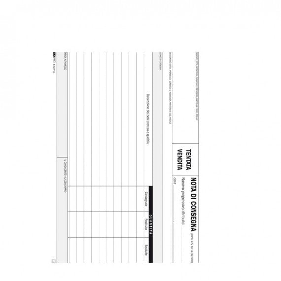Blocco nota consegna tentata vendita - 50/50 fogli autoricalcanti - 15 x 23cm - Edipro
