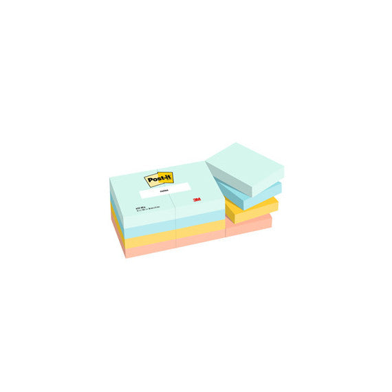Blocco Post it® - 653-BEA - 38 x 51 mm - 100 fogli - colori Beachside - Post-it® - conf. 12 pezzi