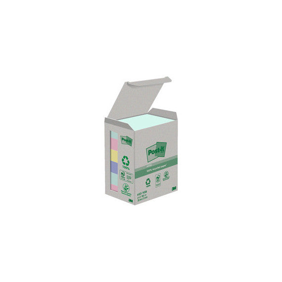 Blocco Post it® in carta riciclata - 653-1GB - 38 x 51 mm - natural - 100 fogli - Post it® - conf. 6 pezzi