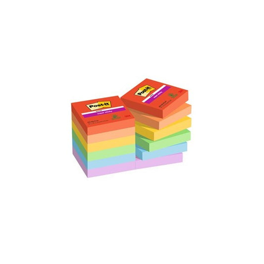 Blocco Post it® Super Sticky - 622-12SS-PLAY - 47,6 x 47,6 mm - colori Playful - 90 fogli - Post it® - conf. 12 pezzi