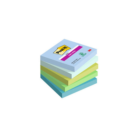 Blocco Post it® Super Sticky - 654-5SS-OAS - 76 x 76 mm - colori Oasis -  90 fogli - Post it® - conf. 5 pezzi
