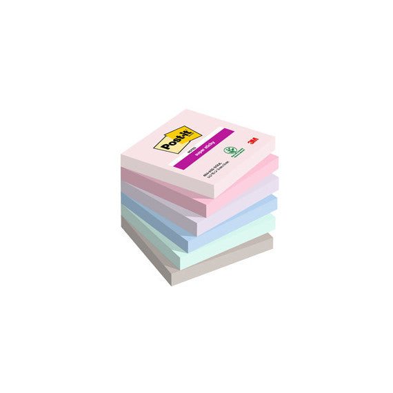Blocco Post it® Super Sticky - 654-6SS-SOUL - 76 x 76 mm - colori Soulful - 90 fogli - Post it® - conf. 6 pezzi