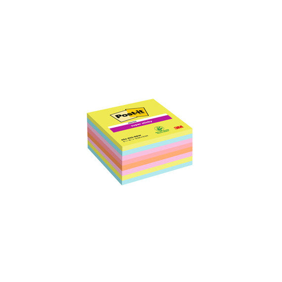 Blocco Post it® Super Sticky - 654-8SSRBW - 76 x 76 mm - colori assortiti -  450 fogli - Post it® - conf. 8 pezzi