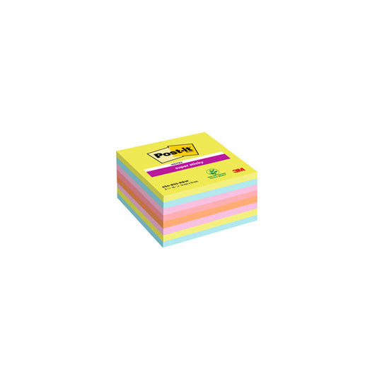 Blocco Post it® Super Sticky - 654-8SSRBW - 76 x 76 mm - colori assortiti -  450 fogli - Post it® - conf. 8 pezzi