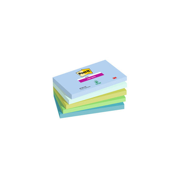Blocco Post it® Super Sticky - 655-5SS- OAS - 76 x 127 mm - colori Oasis - 90 fogli - Post it® - conf. 5 pezzi