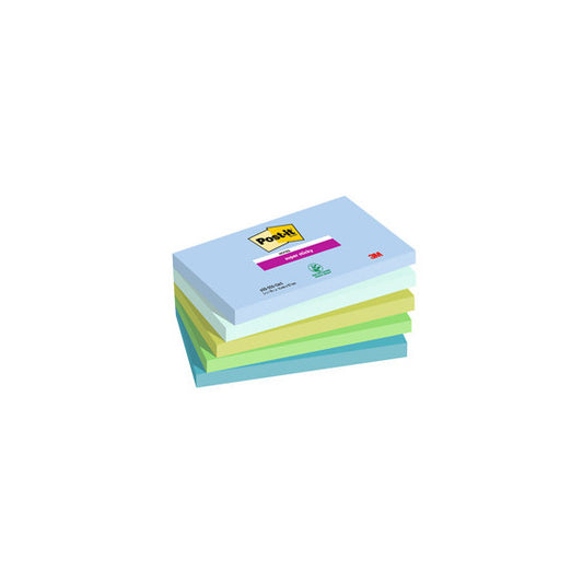 Blocco Post it® Super Sticky - 655-5SS- OAS - 76 x 127 mm - colori Oasis - 90 fogli - Post it® - conf. 5 pezzi