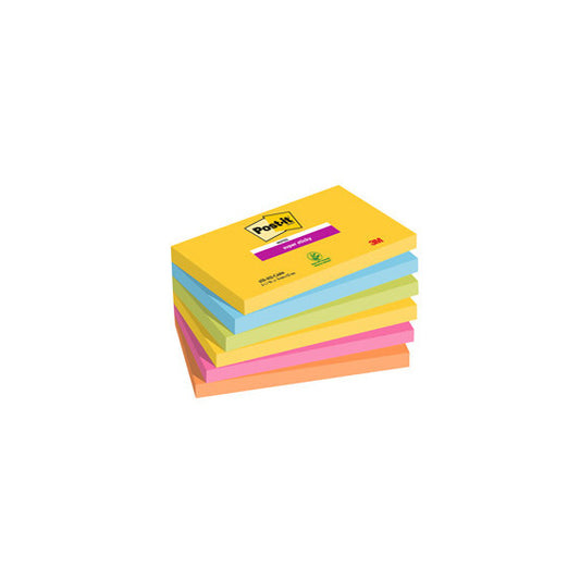 Blocco Post it® Super Sticky - 655-6SS-CARN - 76 x 127 mm - colori Carnival - 90 fogli - Post it® - conf. 6 pezzi