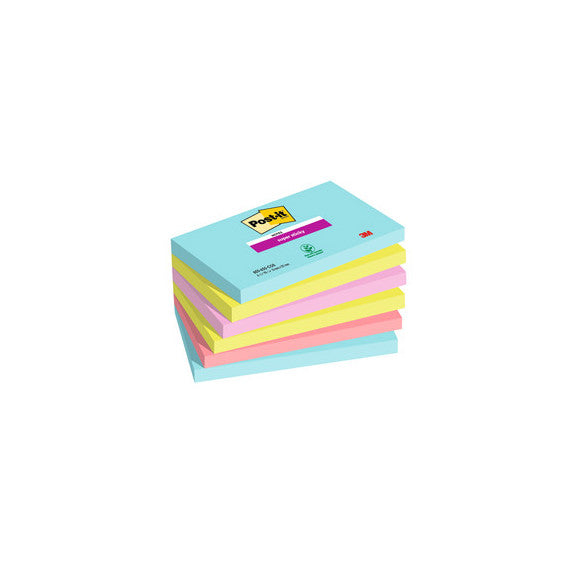 Blocco Post it® Super Sticky - 655-6SS-COS - 76 x 127 mm - colori Cosmic - 90 fogli - Post it® - conf. 6 pezzi