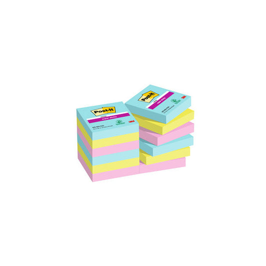 Blocco Post it® Super Sticky - 655-6SS-PLAY - 47,6 x 47,6 mm - colori Cosmic - 90 fogli - Post it® - conf. 12 pezzi