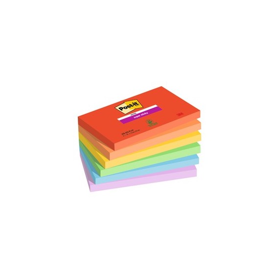 Blocco Post it® Super Sticky - 655-6SS-PLAY - 76 x 127 mm - colori Playful - 90 fogli - Post it® - conf. 6 pezzi