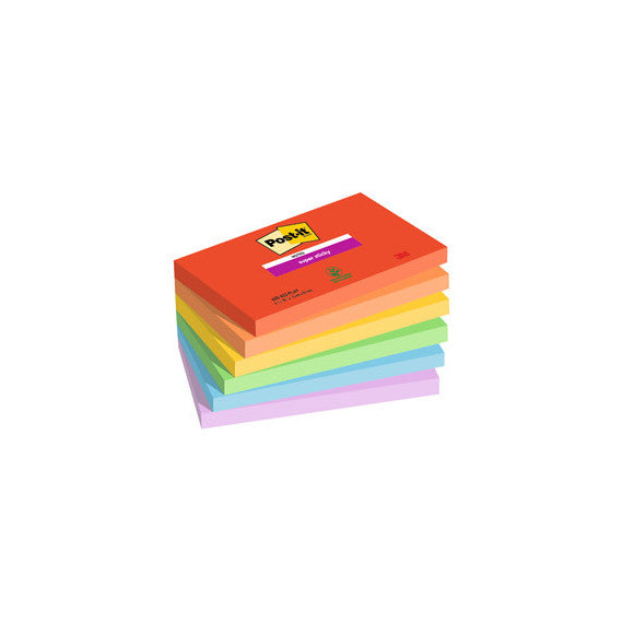 Blocco Post it® Super Sticky - 655-6SS-PLAY - 76 x 127 mm - colori Playful - 90 fogli - Post it® - conf. 6 pezzi
