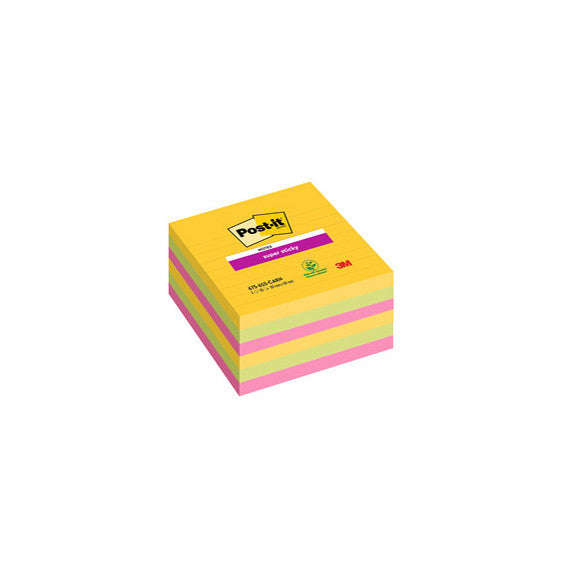 Blocco Post it® Super Sticky - 675-6SS-CARN - a righe - 101 x 101 mm - colori Carnival - 90 fogli - Post it® - conf. 6