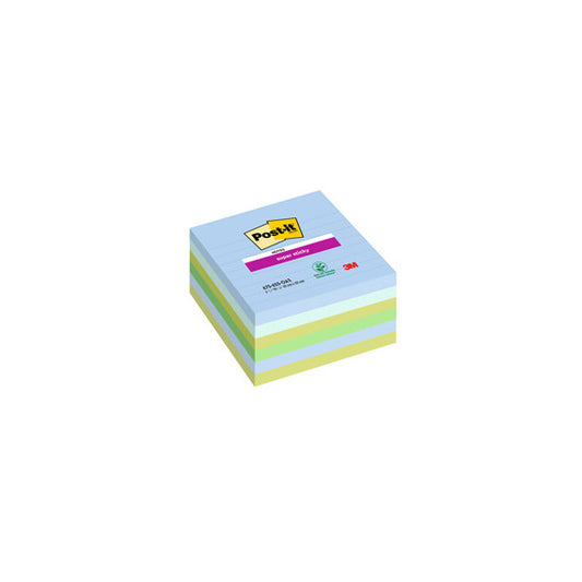 Blocco Post it® Super Sticky - 675-6SS-OAS - a righe - 100 x 100 mm - colori Oasis - 90 fogli - Post it® - conf. 6 pez