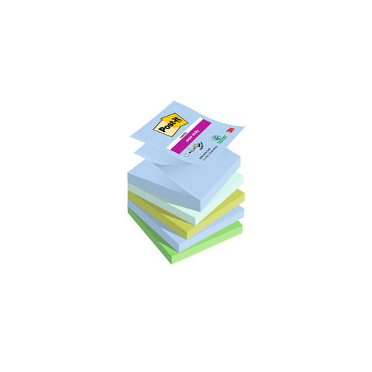 Blocco Post it® Super Sticky Z Notes - R330-5SS-OAS - 76 x 76 mm - colori Oasis - 90 fogli - Post it® - conf. 5 pezzi