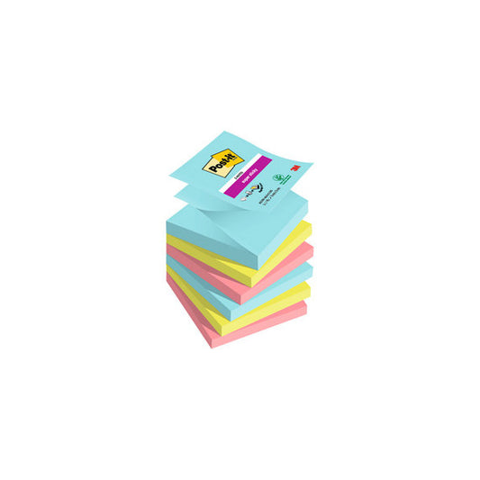 Blocco Post it® Super Sticky Z Notes - R330-6SS-COS - 76 x 76 mm - colori Cosmic - 90 fogli - Post it® - conf. 6 pezzi