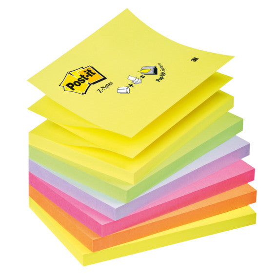 Blocco Post it® Super Sticky Z Notes - R350NR - 76 x 127 mm - assortiti neon - 100 fogli - Post it®