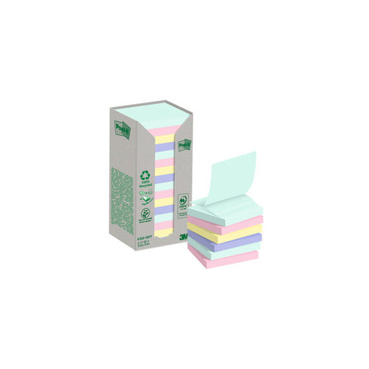 Blocco Post it® Z-Notes Green - R330-1RPT - 76 x 76 mm - colori pastello - 100 fogli - Post it® - conf. 16 pezzi