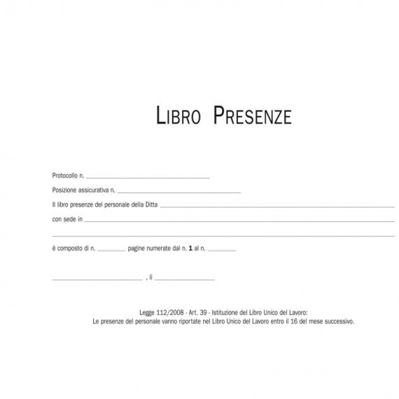 Blocco presenze - 15 x 23cm - 50/50 fogli autoricalcanti - Edipro