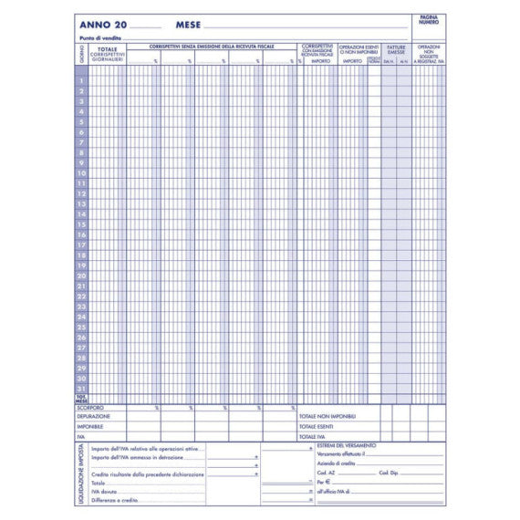 Blocco registro IVA dei corrispettivi O.C.L. 24x2 copie - 0503