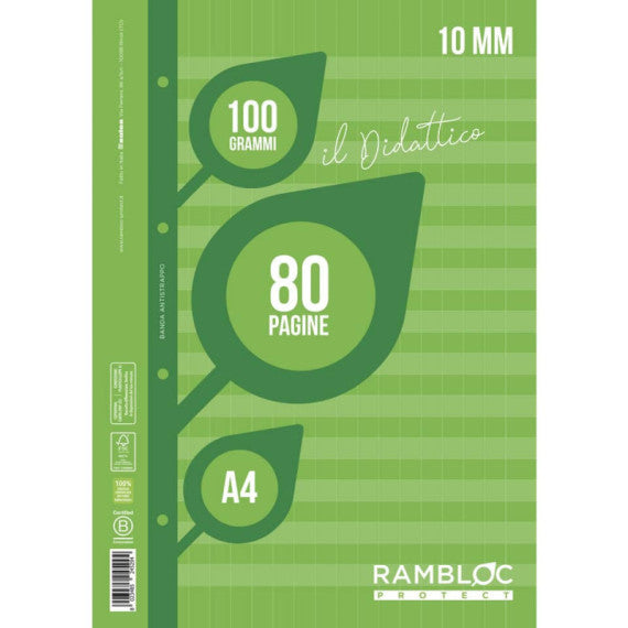 Blocco ricambio didattico Rambloc formato A4 40 ff - 100g rigatura 10 mm - 90524384