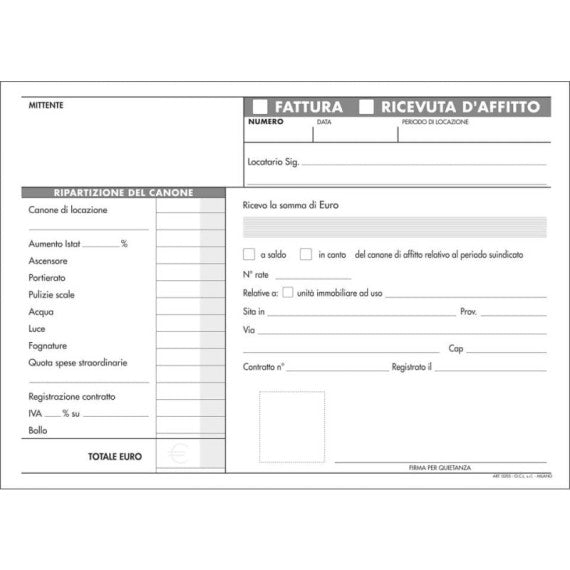 Blocco ricevute affitto O.C.L. 50x2 copie - 0205