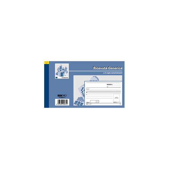 Blocco ricevute generiche - 50 fogli 2 copie autoricaricanti - 9,9 x 17cm - 50 fogli - Edipro